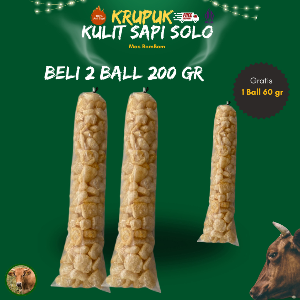 

Rambak Kulit Sapi Asli Solo terlaris termurah Mas BomBom beli 2 @200 gr gratis 1 @60 gr