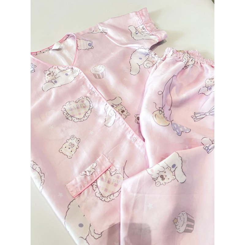 Pink Moonie Cinnamonroll set piyama Silk HoneyMilk