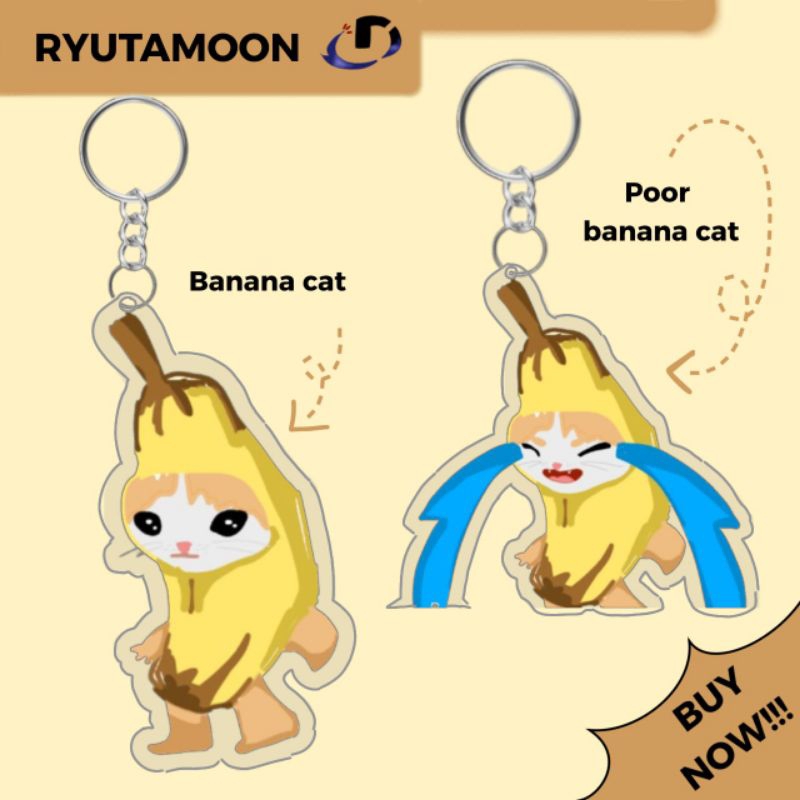 Keychain Meme cat ver Banana Cat | Acrylic Keychain