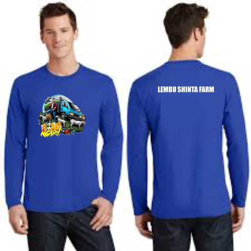 KAOS LENGAN PANJANG SOBAT NGARIT GAMBAR TRUCK DAN ORANG BERSAMA SAPI COSTUME BIRU BCA