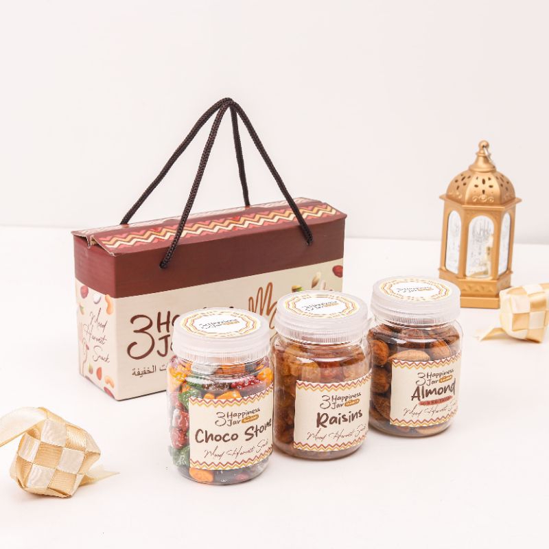 

Hampers Lebaran Idul Fitri Premium Happines In Jar Free Hangtag Aneka Kacang Kurma Cokelat Kismis, Setiap Paket Isi 3 Produk