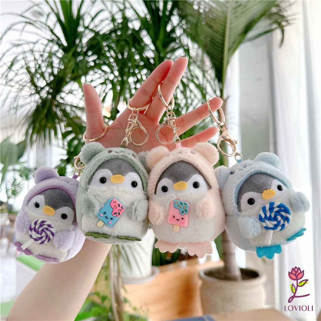 Lovioli Gantungan Penguin Candy Plushie Keychain Gantungan Kunci Boneka Penguin Lembut Cute Premium