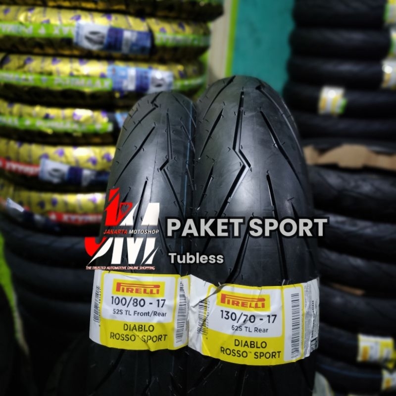 PAKET Ban Motor Pirelli Diablo Rosso Sport 100/80-17 & 130/70-17  CB150R CBR Vixion R15 R25 Xabre By