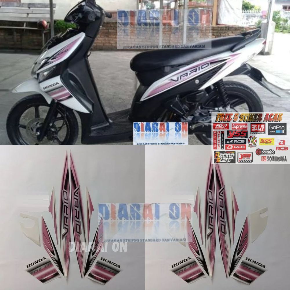 Striping Stiker Honda Vario 110 2007 2008 - Vario CW 110 Lama Putih Pink Murah Diarai