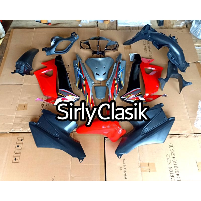 Cover Body Fullset Halus Kasar Supra Fit X Warna Merah Silver