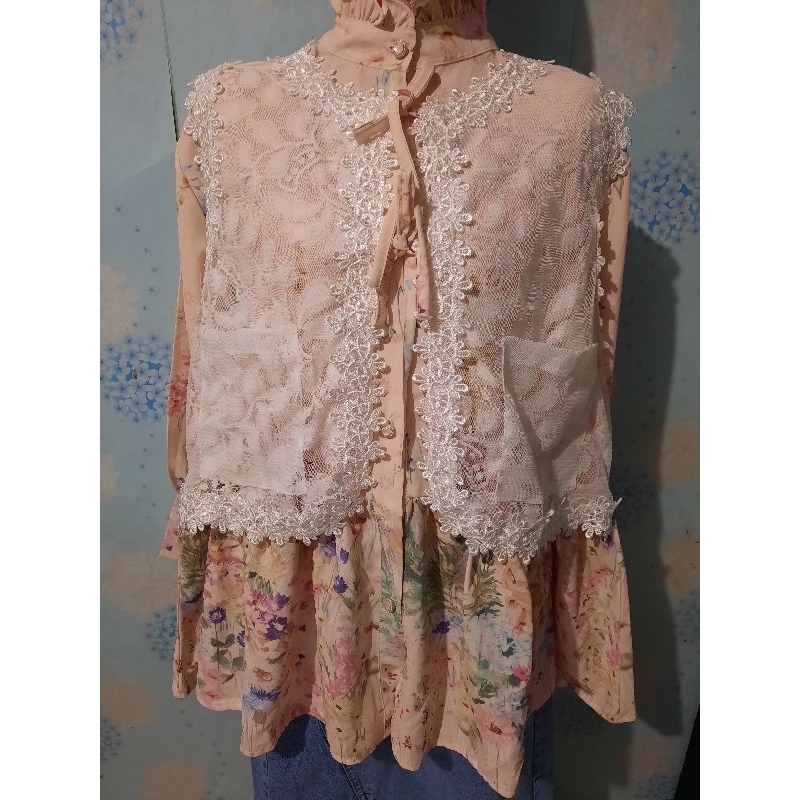 Meijiwang Blouse Wanita Atasan Rompi Dusty Pink