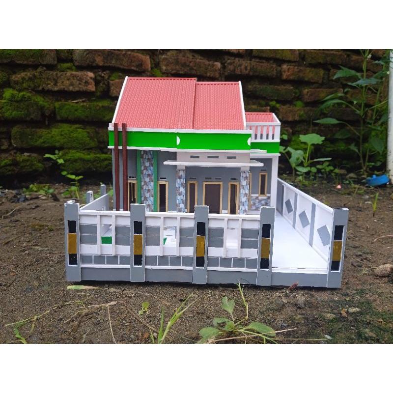 miniatur rumah modern elegan diaroma