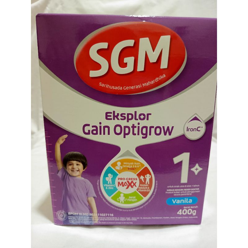

Sgm Eksplor Gain Optigrow 1+ Plus Vanila 400g Box (per Pcs)