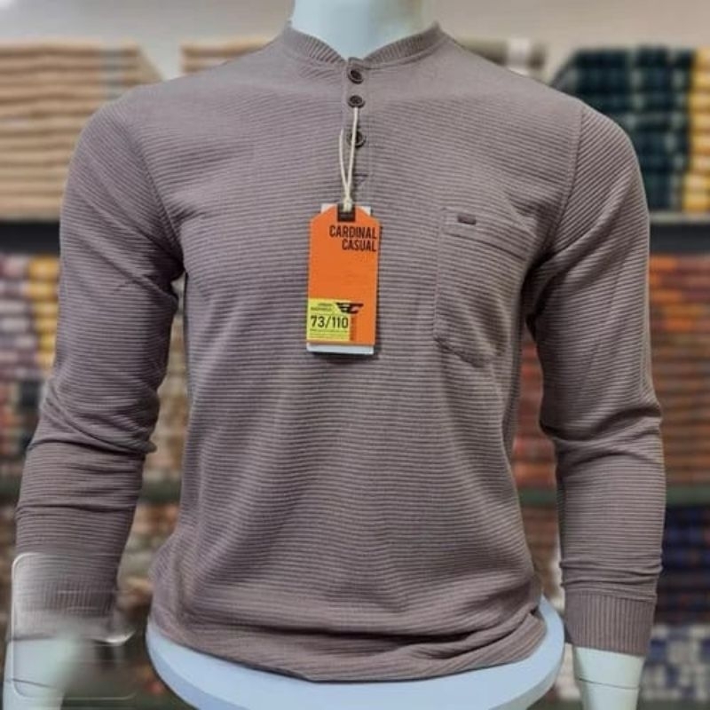 kaos pria lengan panjang brand CARDINAL CASUAL 02089 KHAKY