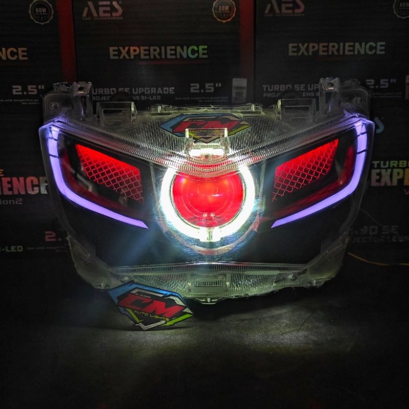 HEADLAMP SET LAMPU DEPAN SET CUSTOM BILED AES EXPERIENCE LAZY EYES YAMAHA NMAX NEW