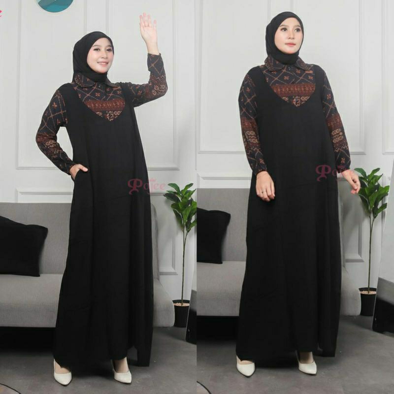 GAMIS POJEE/GAMIS SET HIJAB/GAMIS ETNIK/GAMIS ETNIK SET KERUDUNG/GAMIS POLOS HITAM/ABAYA
