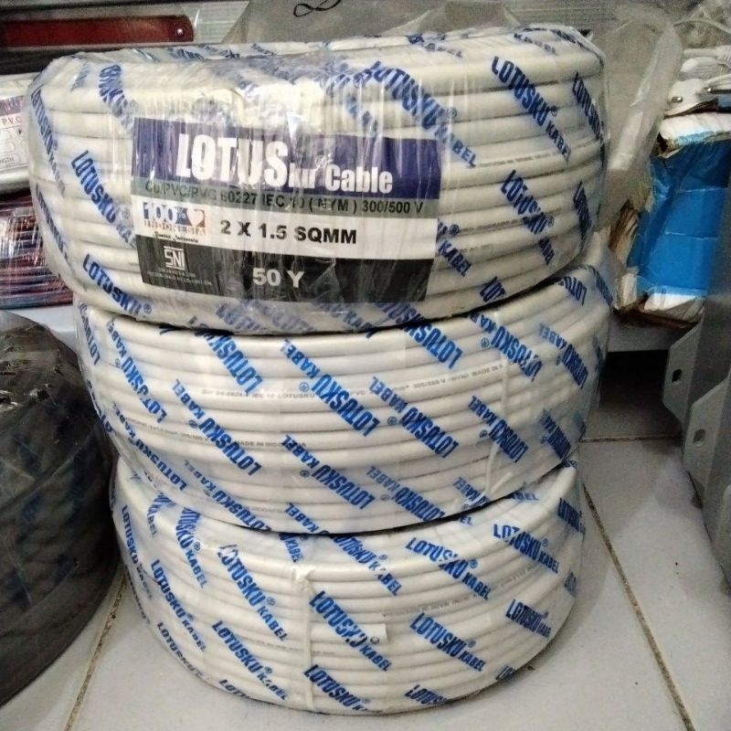 Kabel Listrik kawat LOTUSku NYM 2x1,5 2x1.5 /METERAN