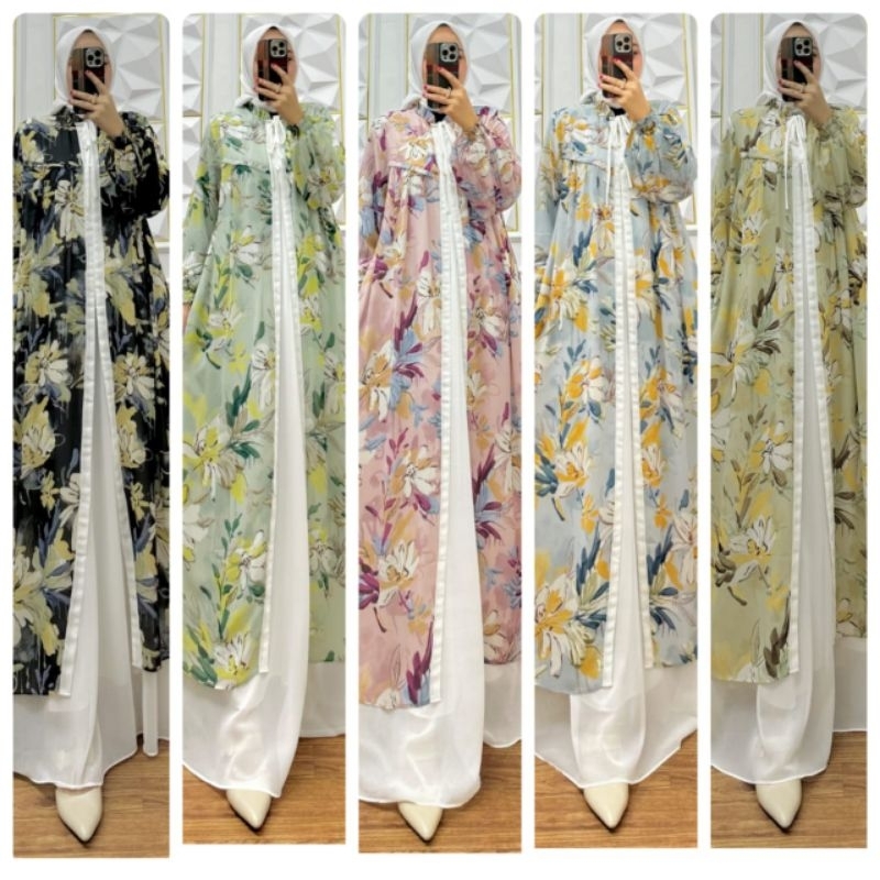 Gamis ceruty model semi outer / gamis premium / gamis ceruty