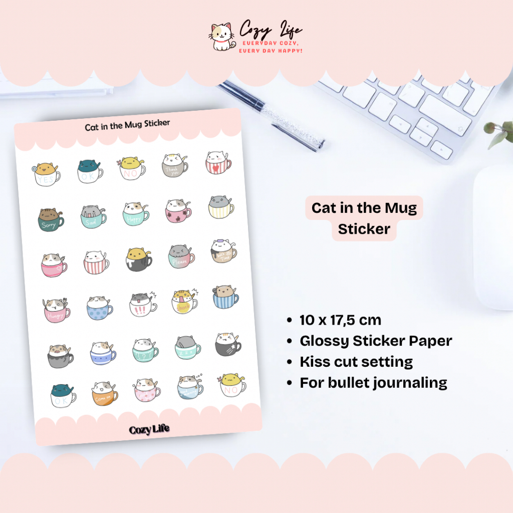 

Cat in the Mug Sticker Set – Stiker Kucing dalam Cangkir yang Menggemaskan!