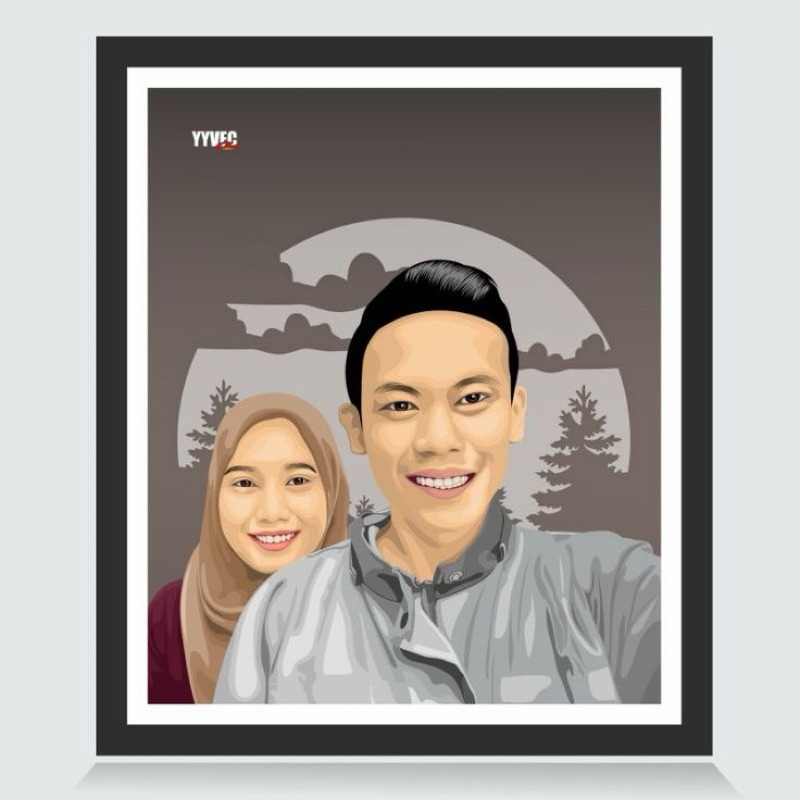 

Kado lukis karikatur wajah CUSTOM murah untuk ulang tahun, wedding, graduation