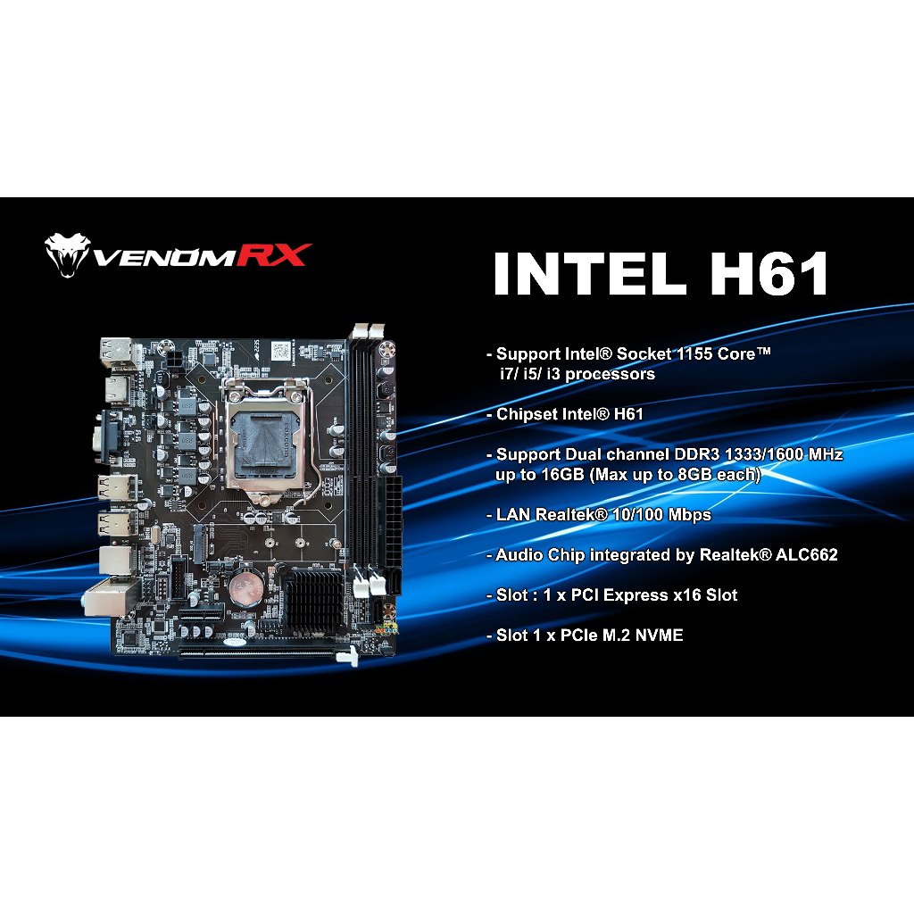 Motherboard Venom RX H61 DDR3 LGA 1155 NVME Slot BEKAS
