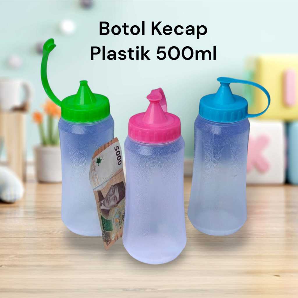 Botol Kecap Plastik 500ml / Botol Saus Kecap Plus Tutup Plastik 1 Pcs