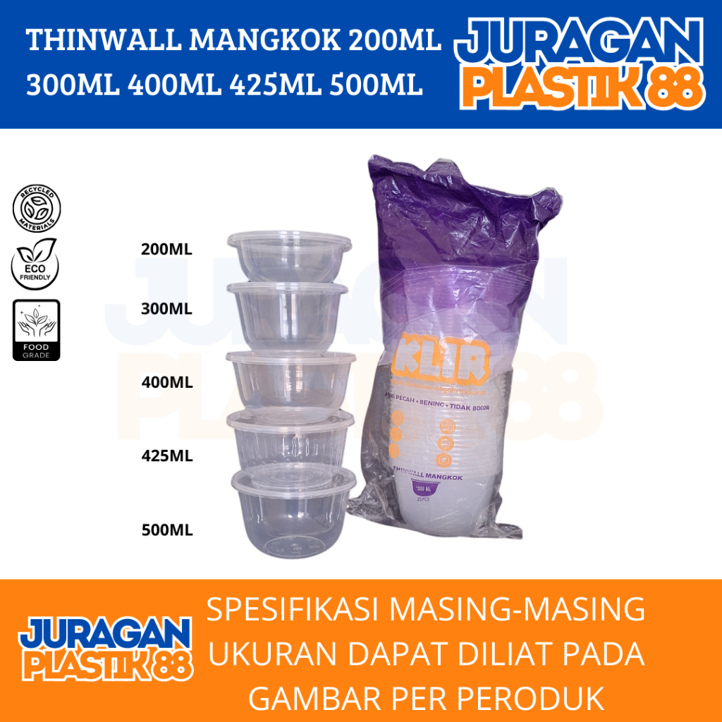Thinwall Klir 500ml Bowl | Mangkok Plastik KLIR BOWL 500ml@25set