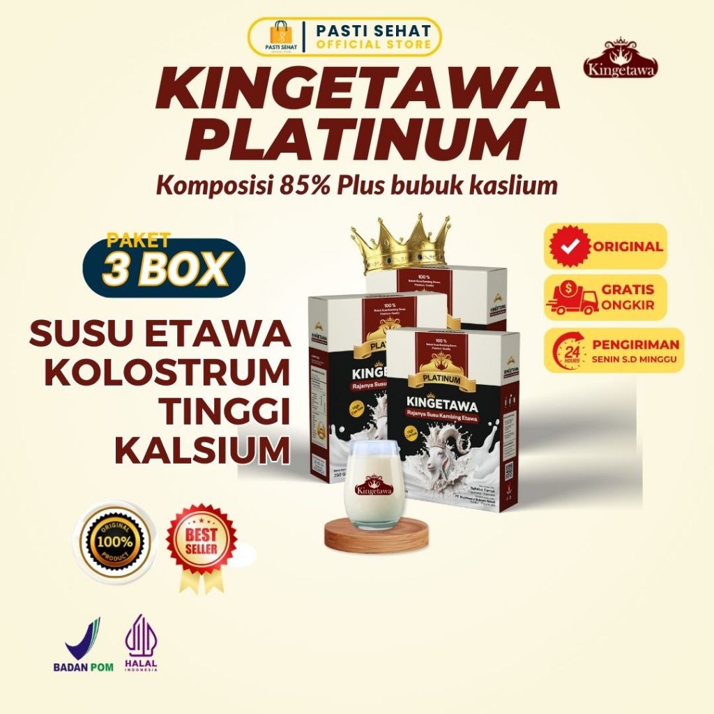 

(Kemasan box) Kingetawa Platinum Susu Bubuk Kambing Etawa Premium Untuk Sesak Nafas Kemasan Paket 3 Box