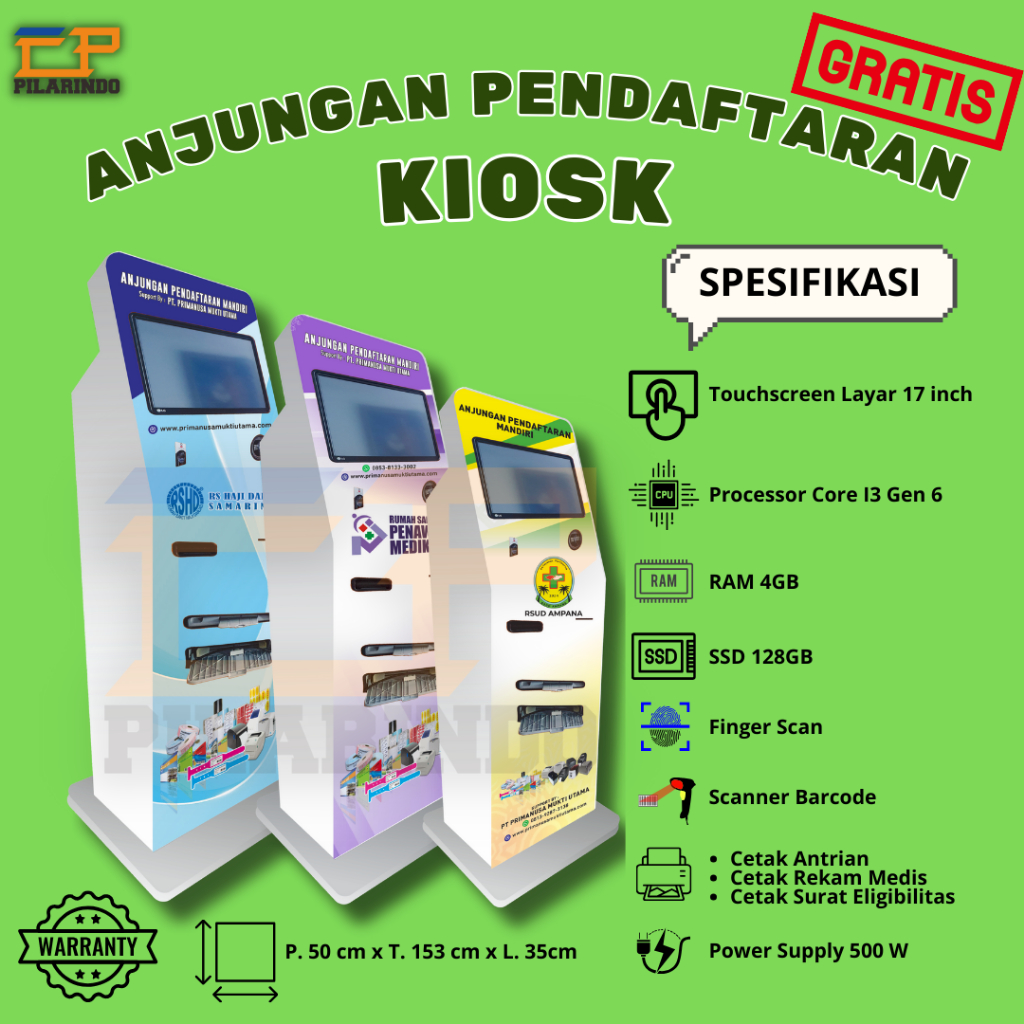 Kiosk Mesin Anjungan Pendaftaran Mandiri APM Touchscreen