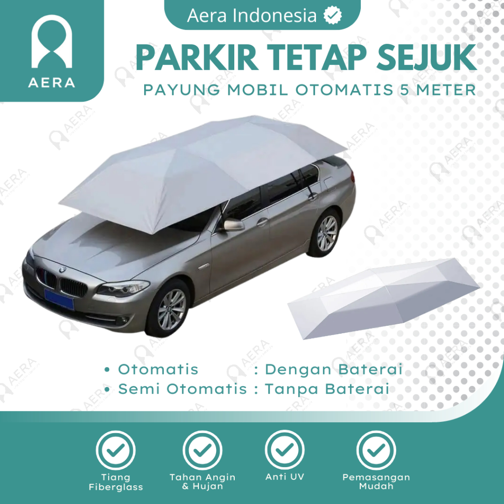 Payung Mobil Portable 5 Meter Semi Otomatis & Otomatis Protektor Suhu Mobil Outdoor | Portable Car U