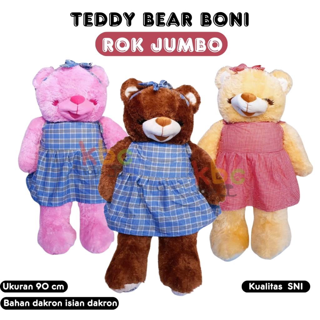Boneka Teddy Bear DRES BAJU Smile Jumbo Kualitas SNI/Bagus UNTUK Hadiah dan Kado Ulang Tahun