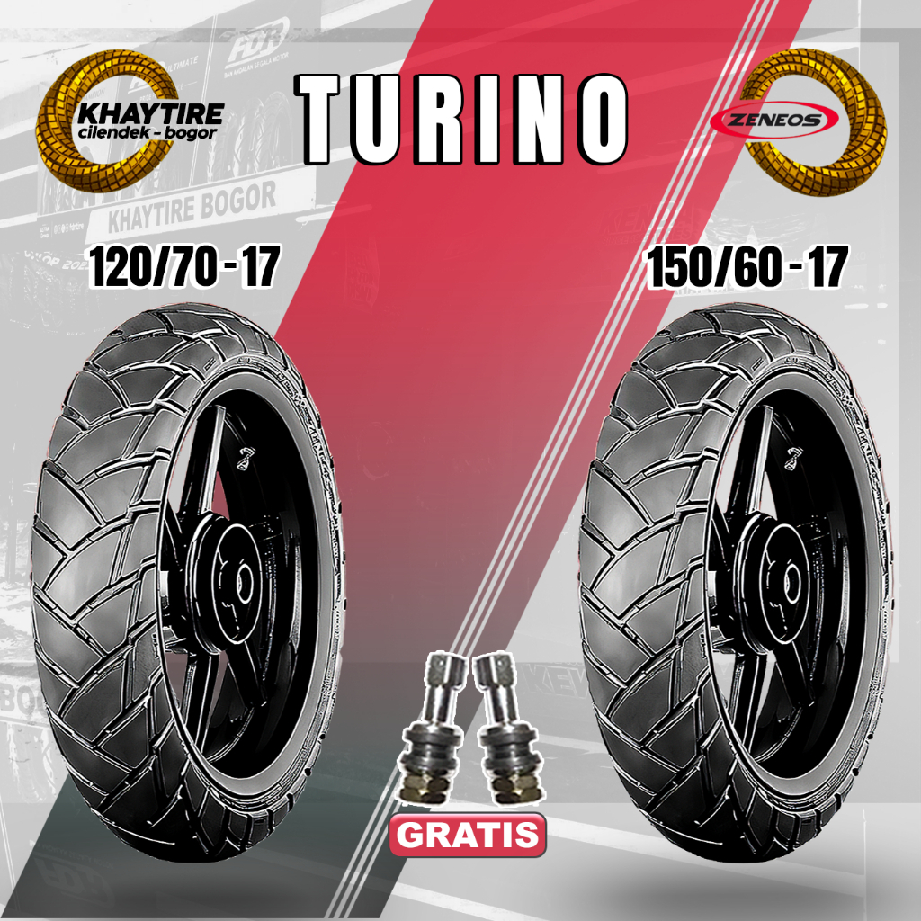 Sepasang Ban Motor Touring 𝗭𝗘𝗡𝗘𝗢𝗦 𝗧𝗨𝗥𝗜𝗡𝗢 120/70-17 dan 150/60-17 Tubeless