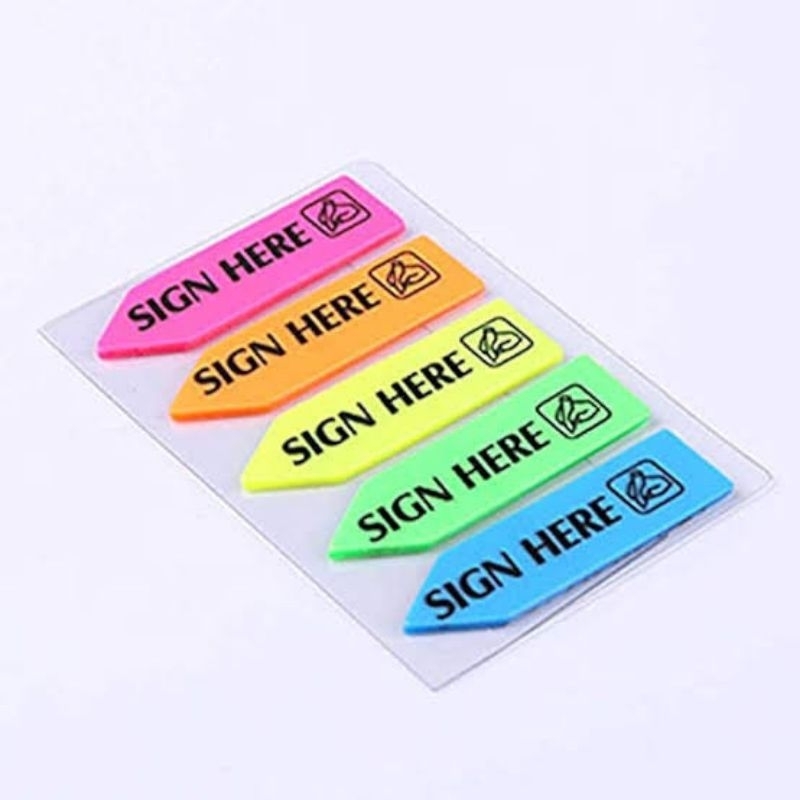 

stiker sticky notes sign here ( panah arah )