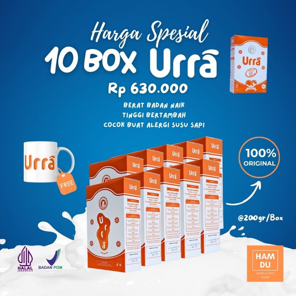 

URRA Paket 10 Box Garansi Original Susu Penambah Berat Tinggi Badan 200gr Susu Rendah Kasein