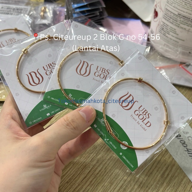 GELANG UBS OVAL BULAT PANDODOR + 3 CHARM DAN 2 STOPER 8K