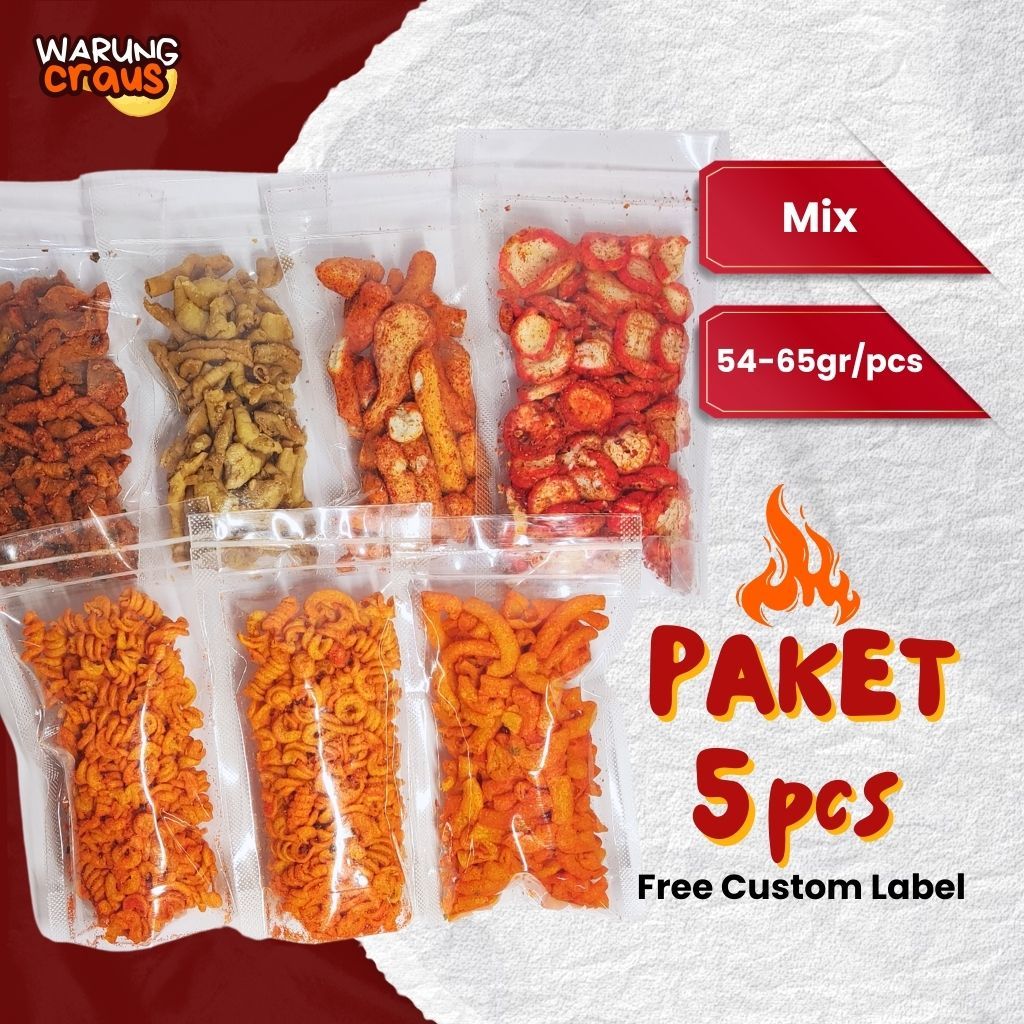 

PAKET USAHA HEMAT Snack Makaroni Basreng Usus Pedas Mix Paket C