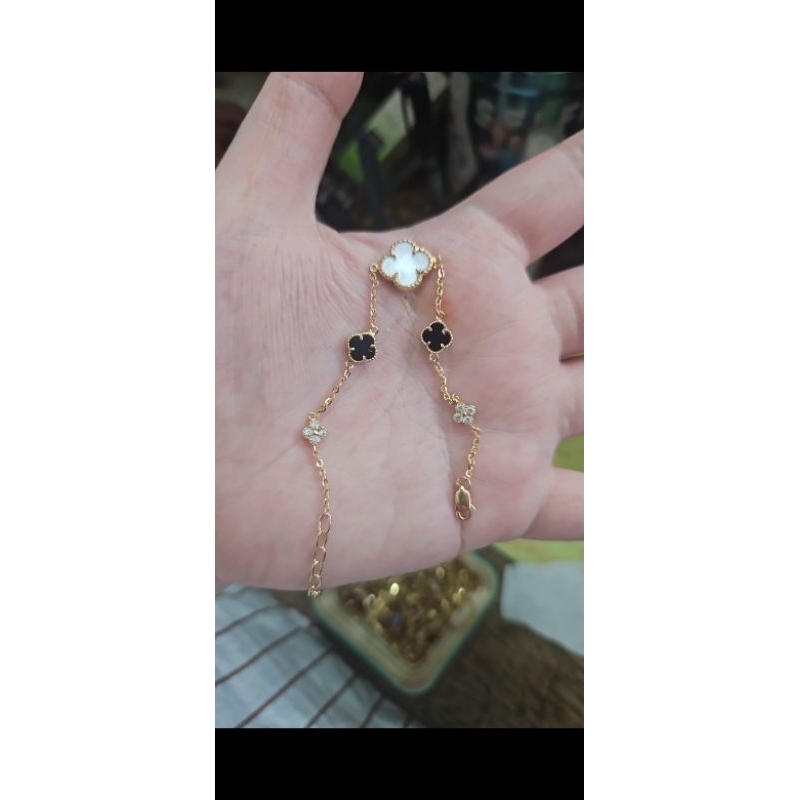 Gelang emas asli koin mata putih 375 8k queen