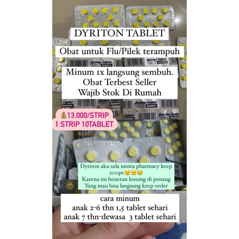 (READY) DYRITON TABLET / OBAT FLU PILEK MALAYSIA