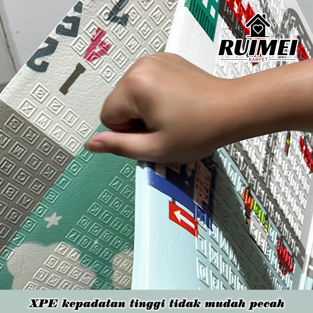 RUIMEI Matras Bayi/Playmat Bayi 180x200 cm Karpet Lipat Anak/Bayi Tikar Lipat Foam Gambar di 2 sisi