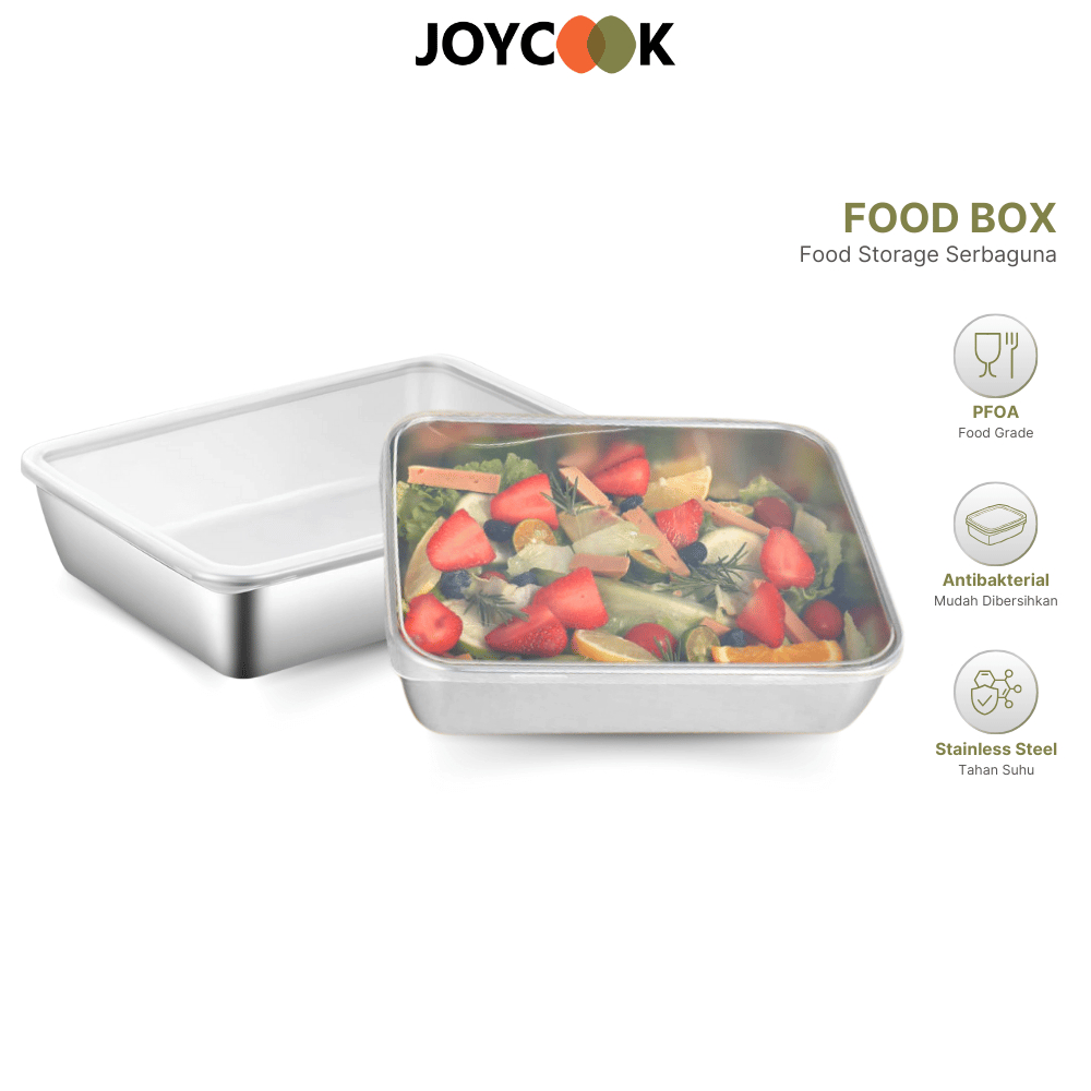 JOYCOOK Tempat Wadah Makanan Kontainer Makanan Sayuran Food Box Stainless Bisa untuk Oven dan Microw