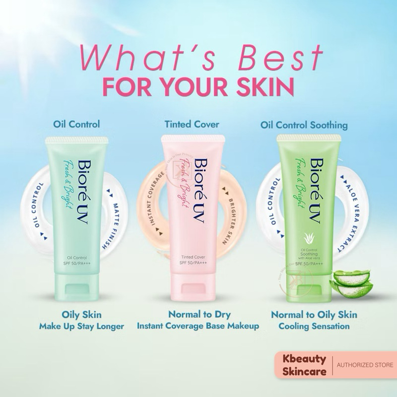 BIORE Fresh & Bright UV SPF 50 PA+++ - Sunscreen Biore Oil Control Matte | Sunscreen Biore Instant C