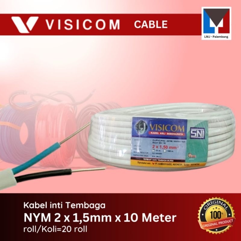 kabel inti tembaga visicom nym 2x1.5x10meter