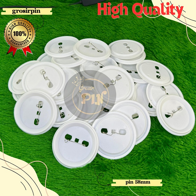 BAHAN PIN 5,8 cm / bahan baku pin putih & kaleng alumunium @100 set