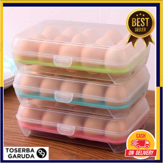 Tempat Penyimpanan Telur / Rak Telur / Kotak Telur / - (Isi 15) rak telur plastik tebal