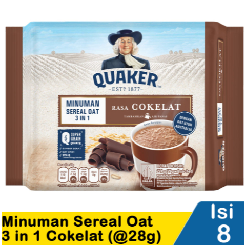 

Quaker Minuman Sereal 3 in 1 Cokelat | Vanila 8 x 28 gr