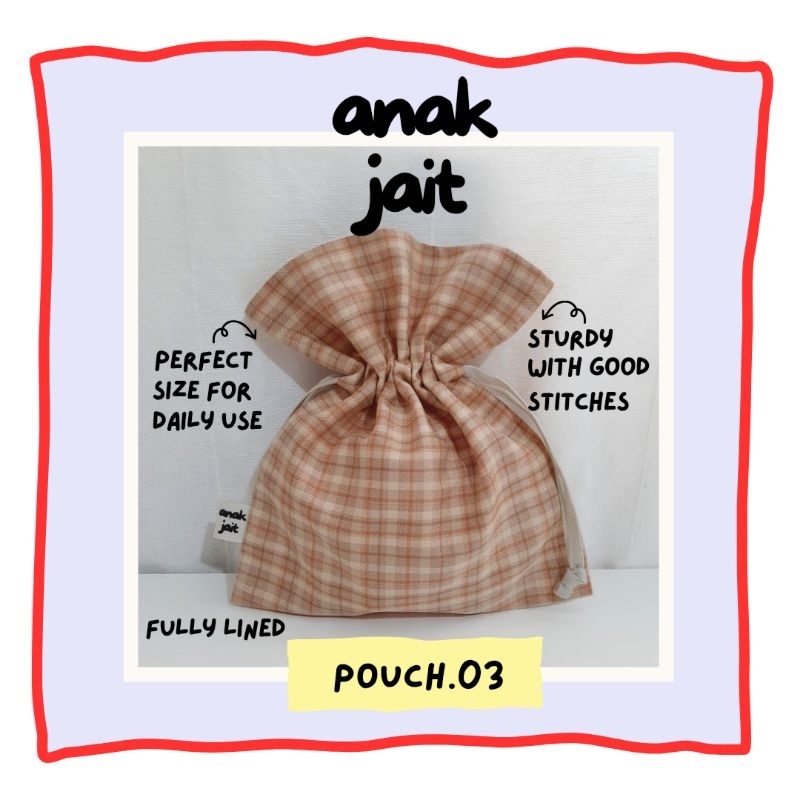 Pouch Serut /Pouch Tas Serut /Pouch Serut Serbaguna /Kantong Serut /Kantong Serut Motif / Souvenir P