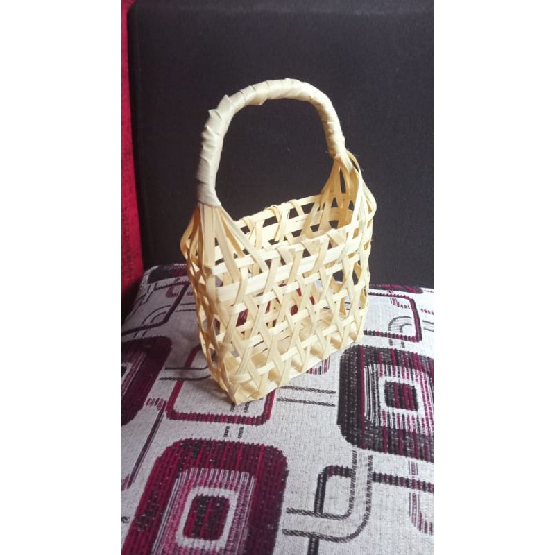 Tas keranjang anyaman bambu mini tas keranjang hampers