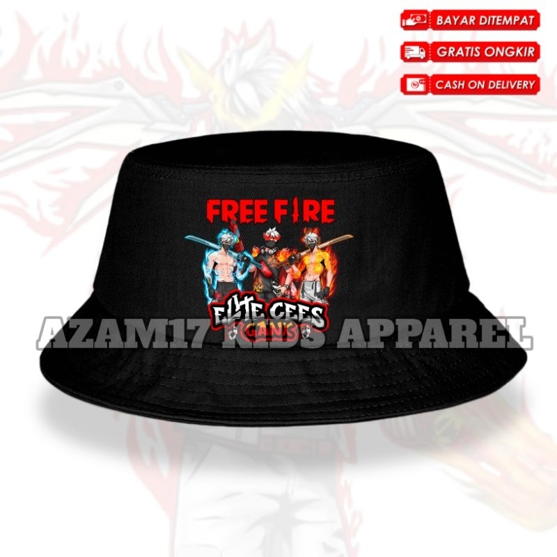 Topi Bucket Anak FF Karakter FF Free Fire Elite Cees Gank / Topi Bucket Hat Anak FF Karakter FF Vers