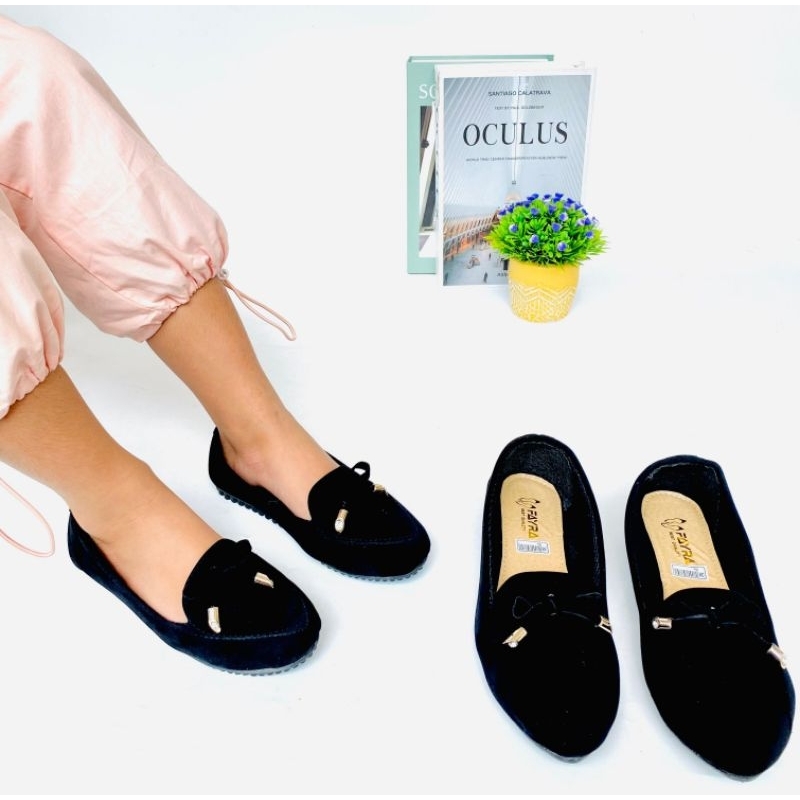 Sepatu Balet Couple Ibu dan Anak Perempuan Model Pita Terbaru Flatshoes Anak Cewek Sol Karet Simple 