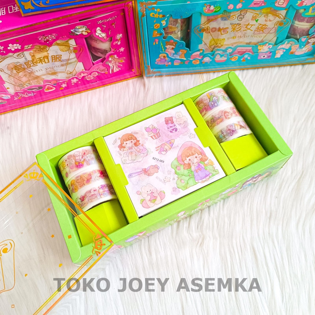 

SET STICKER JURNALING SZ 12 SCRAP BOOK WASHI TAPE KREATIVITAS GIFT BOX STIKER DIY CRAFT