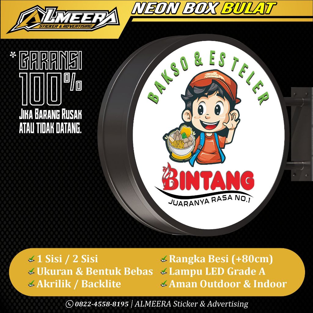 NEON BOX BULAT / KOTAK 30X30 + BRACKET