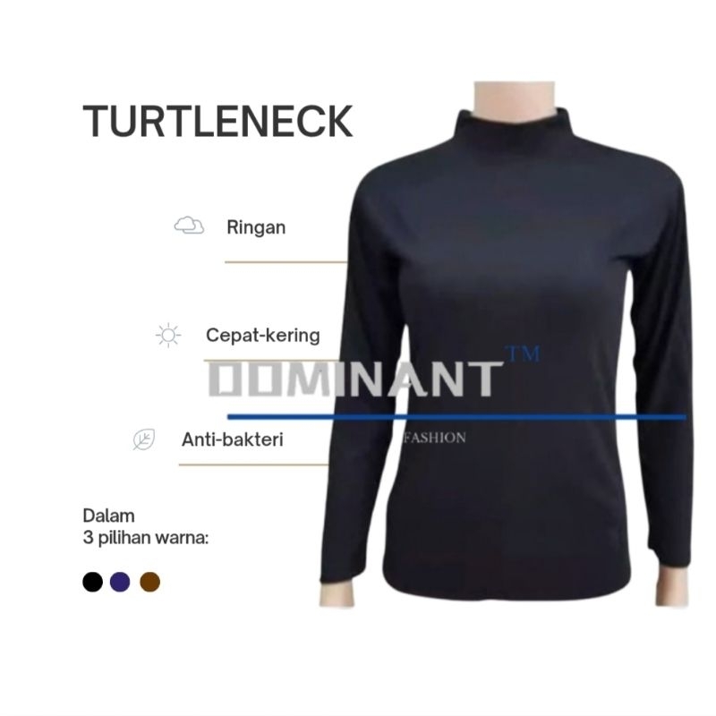 Manset Lengan Panjang Wanita Turtleneck Bahan Adem