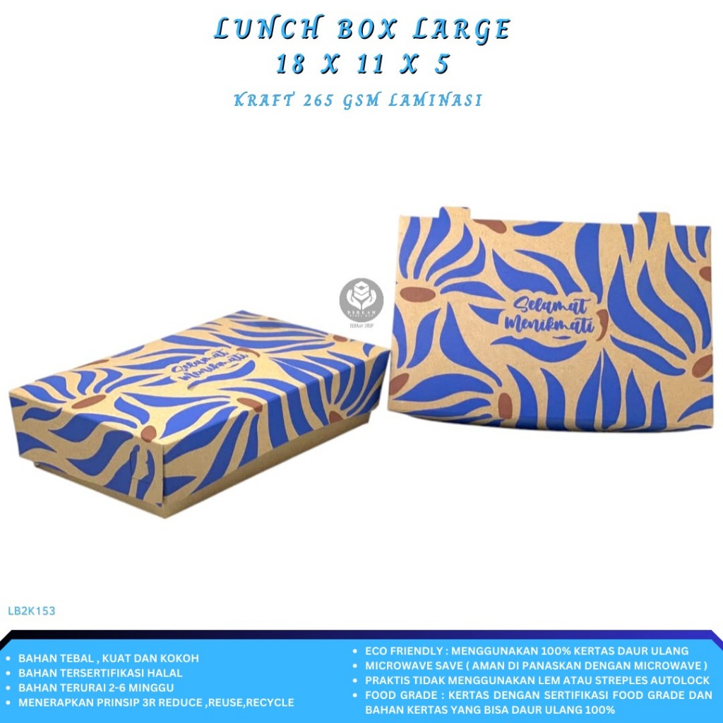 

Paper Lunch Box Large Lunch Box Large Bahan 265 Gsm (LB2K153-Laminasi)
