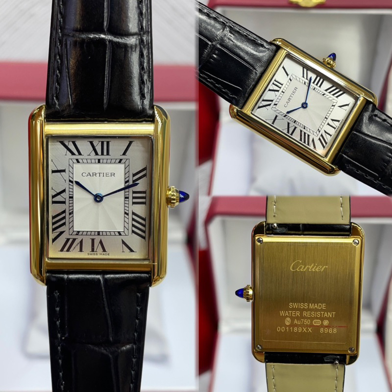 JAM TANGAN PRIA CARTIER TANK 31mm LEATHER CROCO BLACK GOLD PREMIUM JAPAN AAA #Jamtanganpria #Jamtang