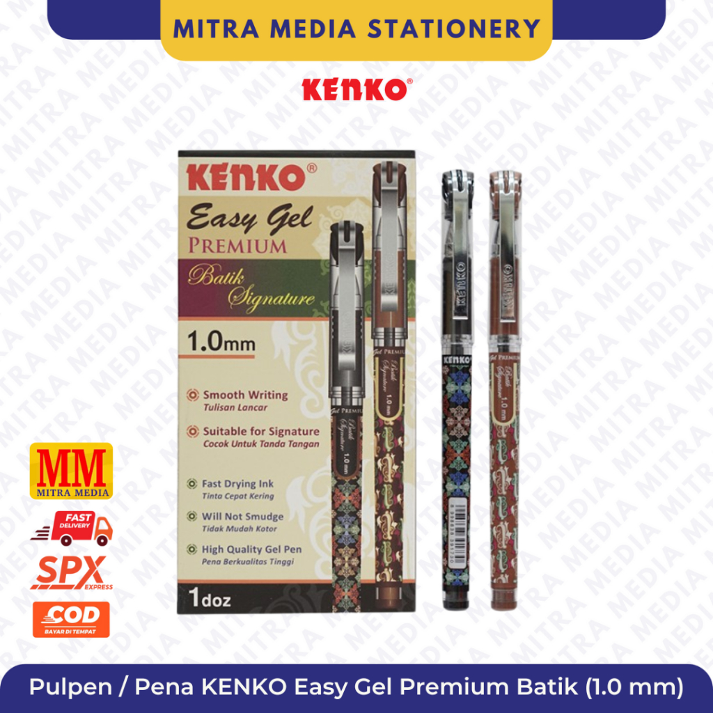 

Pulpen Pena Kenko Easy Gel Premium Hitam 1.0 mm Batik Signature (PCS)